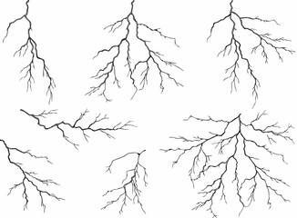 Lightning collection isolated on white

