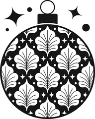 Detailed christmas ornament with floral patterns on transparent background silhouette