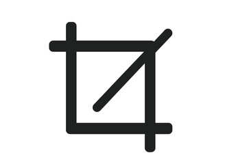 Crop tool vector icon for picture editing. Simple line symbol for graphic design, photography, and user interface. Resize, cut, or trim illustration. Image frame element.