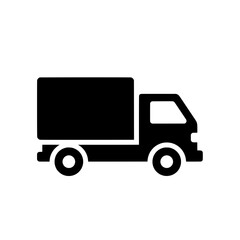 Fototapeta premium Black delivery truck icon isolated on white background for transportation.