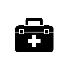Fototapeta premium Black first aid kit icon on white background medical emergency concept.