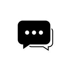 Chat bubble icon with three dots communication symbol message concept black and white.