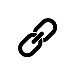 Black chain link icon on white background connection symbol.