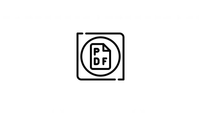Pdf file symbol with a border and circle suitable for digital design projects, presentations, documents, web design, and icon collections.
