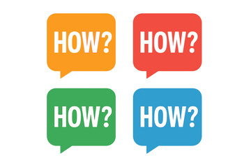 How question mark icon in colorful speech bubbles. Vector set for FAQ, support, and help concepts. Problem solving, query, and communication symbol collection. Flat illustration.
