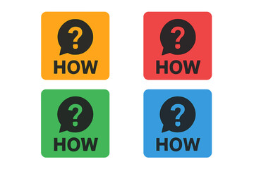 How question mark icon set. FAQ and help symbol collection. Support query sign. Problem solving and solution concept. Guide, tutorial, and information graphic vector illustration.