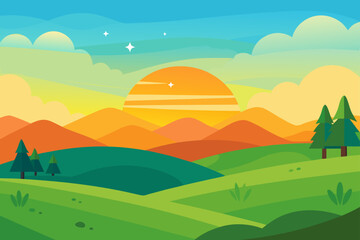 A landscape with a bridge over water at sunset time