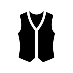 Black vest icon simple graphic design element for clothing.