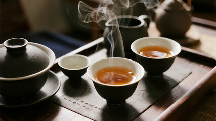 Great Heat solar term Chinese tea ceremony tea tasting wellness leisure life background