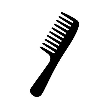 Black comb silhouette isolated on white background hair care concept.
