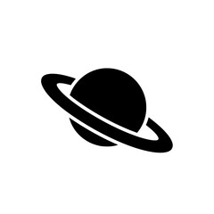 Planet with rings illustration simple black and white design space object.