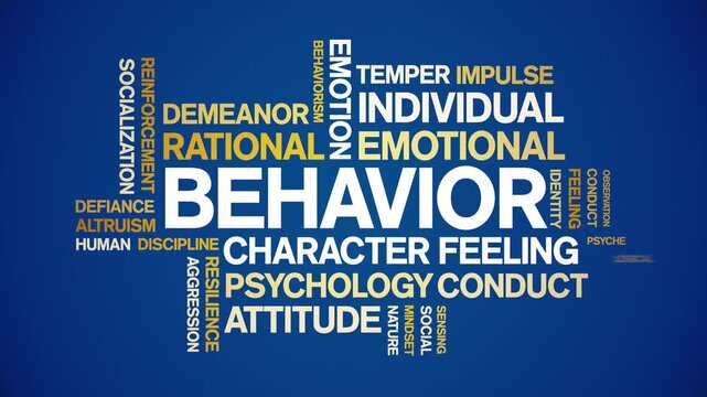 Behavior animated word cloud-text design animation tag kinetic typography seamless loop.
