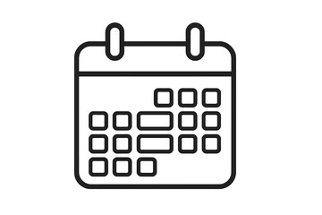Calendar outline vector icon. Schedule, planner, and organizer symbol. Event, date, appointment, and deadline concept illustration. Time management simple linear pictogram.