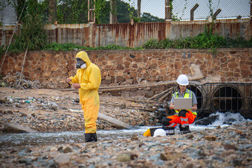 Scientists monitor the quality of natural water around industrial plants, demonstrating their responsibility to society, nature, and the environment.