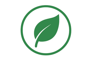 Ecology symbol with leaf in circle. Green vector icon for natural, organic, bio, and vegan products. Logo for sustainability, environment, and conservation. Eco friendly sign.
