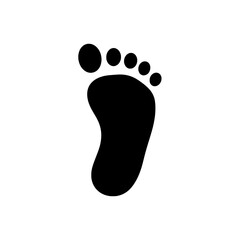 Footprint illustration black footprint on white background foot symbol footstep icon.