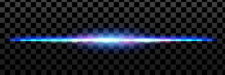 Blue neon light laser line beam horizontal ray beam