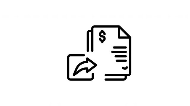 For sending payment requests and invoices, depicting dollar sign paper with arrow. Suitable for financial websites and apps.