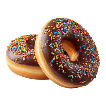 ring donuts with sprinkles isolated on transparent background, Clipart png