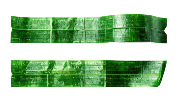 Two Green Organic Plant Material Strips Texture Detail.