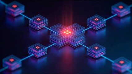 Abstract network of interconnected digital cubes modern technology concept - Powered by Adobe