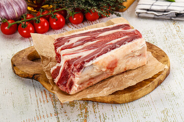 Raw beef ribs for cooking