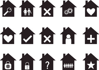 House icon set illustrated on white

