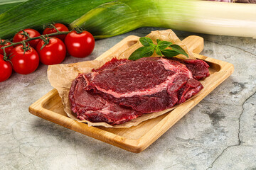 Raw beef cheeks cut for cooking