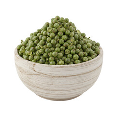 3d icon of a bowl of fresh green peppercorns isolated on transparent background