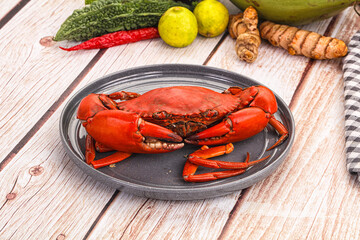 Hot fresh Boiled red crab