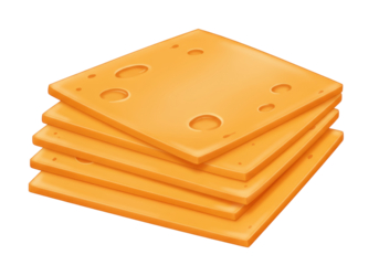 Isolated cheese slices stacked, processed cheese food for sandwiches and burgers on buns