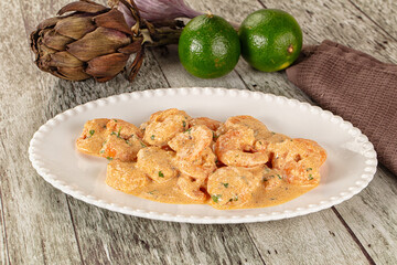 Prawn in white cream sauce