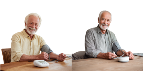 Elderly Man Measuring His Blood Pressure at Home