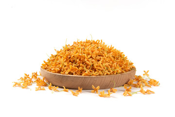 Sweet-Scented orange osmanthus fragrans islated on white background.