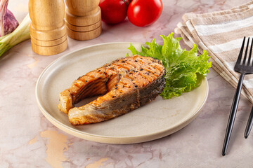 Gourmet grilled salmon fish steak