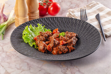 Hungarian goulash with beef meat