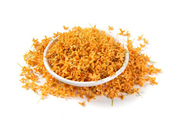 Sweet-Scented orange osmanthus fragrans islated on white background.