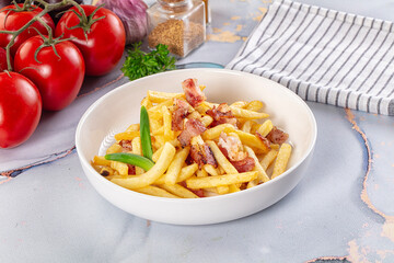 French fry potato with bacon