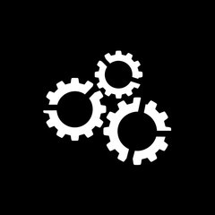 Three white gears icon representing mechanism and settings.