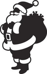 Charming santa claus with a large sack a festive silhouette on transparent background