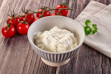 Italian delicous stracciatella young soft cheese