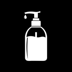 Fototapeta premium White silhouette of a pump bottle with a dripping liquid for hygiene.