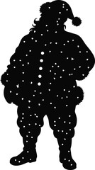 Black santa claus figure with dotted texture on transparent background silhouette