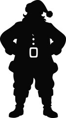Festive santa claus figure with winter details on transparent background silhouette