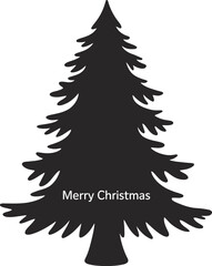 Black christmas tree graphic with text ideal for designs on transparent background silhouette