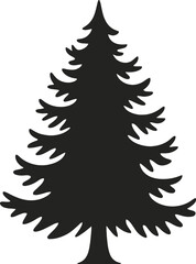 Simple black spruce tree graphic design element on transparent background silhouette