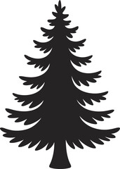 Simple black pine tree graphic design element on transparent background silhouette