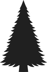 Simple black spruce tree graphic element on transparent background silhouette