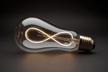 Minimal macro of a filament shaped like an infinity symbol inside a lightbulb.