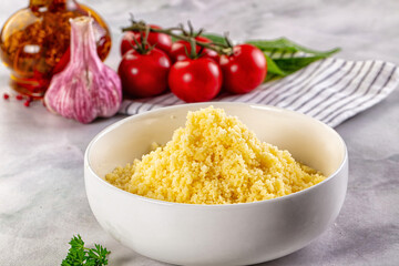 Boiled wheat couscous grain garnish